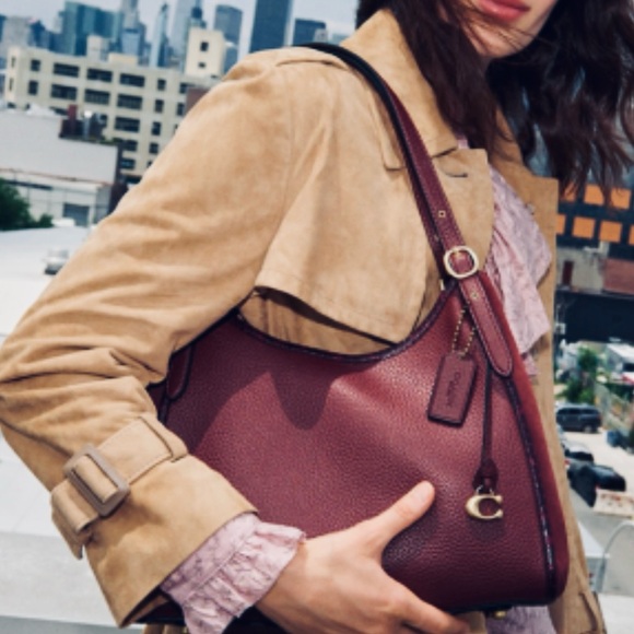 Coach Handbags - Coach Lori Pebbled Mixed Leather Colorblock Shoulder Tote Burgundy Oxblo…